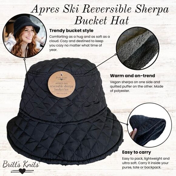 Britt's Knits Reversible Sherpa Bucket Hat - Picture 2 of 9
